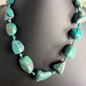 Genuine Turquoise Nugget Necklace w/925 Clasp D2